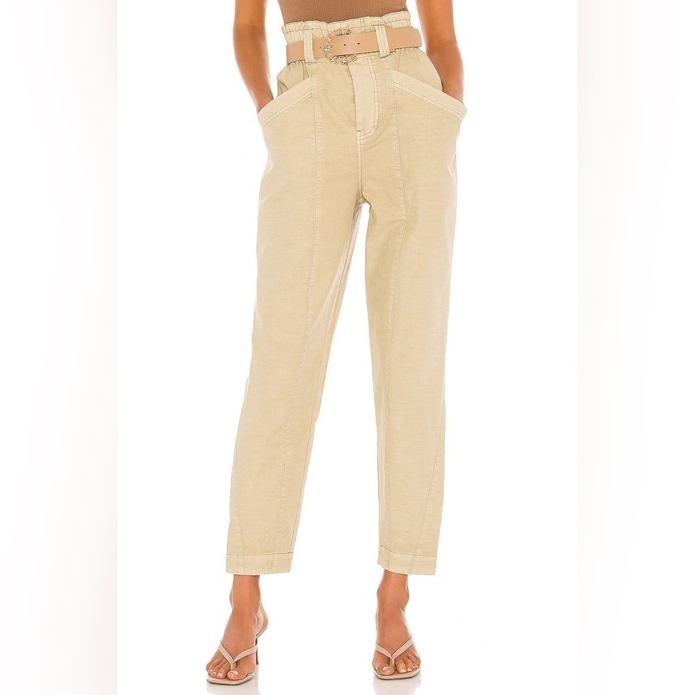 Free People Revolve Ready To Run Cinch Waist Pant, Parchment/Cream Khaki sz XS